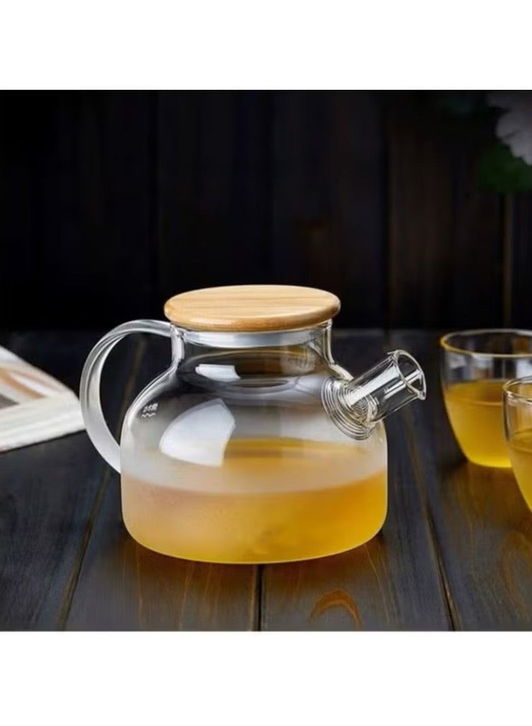 شو وو طقم إبريق شاي زجاجي مقاوم للحرارة شفاف 1000ملليلتر - Image 3