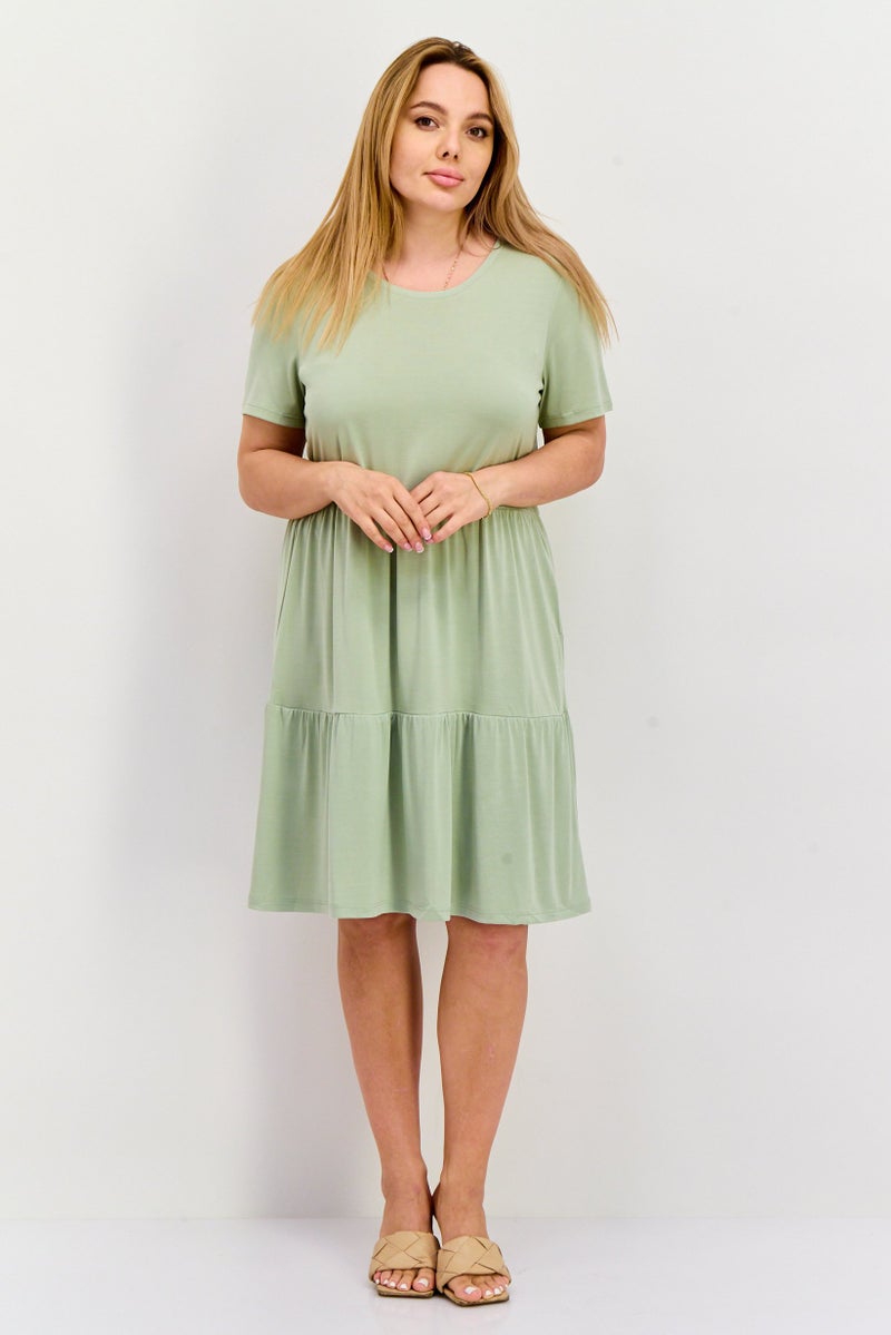 VERO MODA فستان ميني بسيط للنساء، أخضر مريمي - Image 1