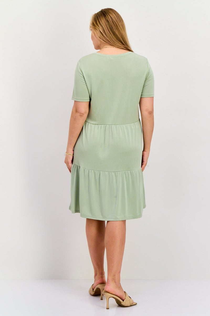 VERO MODA فستان ميني بسيط للنساء، أخضر مريمي - Image 4