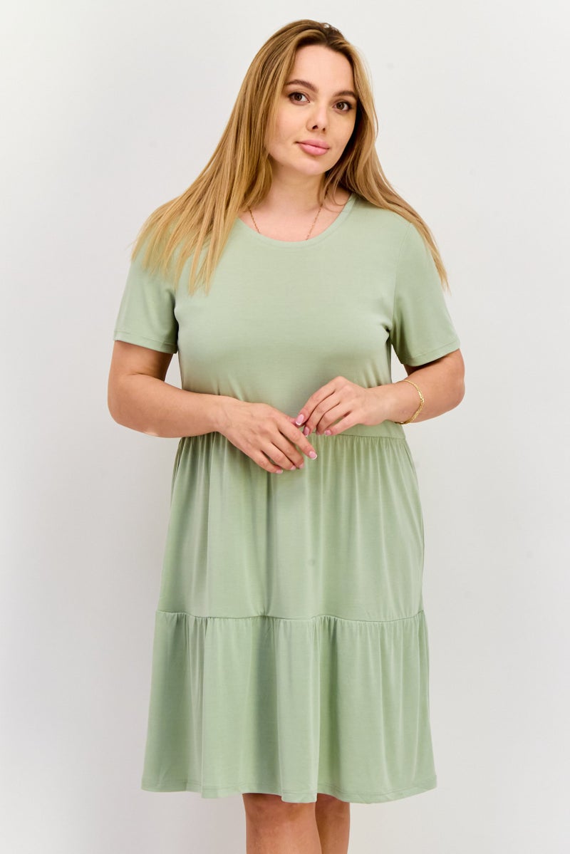 VERO MODA فستان ميني بسيط للنساء، أخضر مريمي - Image 2