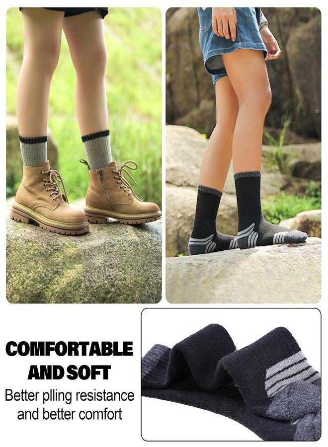 SDBING Kids Merino Wool Hiking Socks Boys Girls Toddlers Thick Cushion Winter Warm Crew Gift Socks 6 Pairs (8-12 Years, Multicolor-1) - Image 2