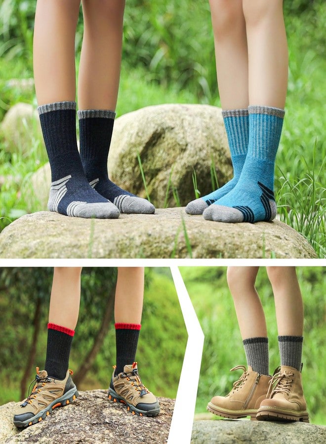 SDBING Kids Merino Wool Hiking Socks Boys Girls Toddlers Thick Cushion Winter Warm Crew Gift Socks 6 Pairs (8-12 Years, Multicolor-1) - Image 4