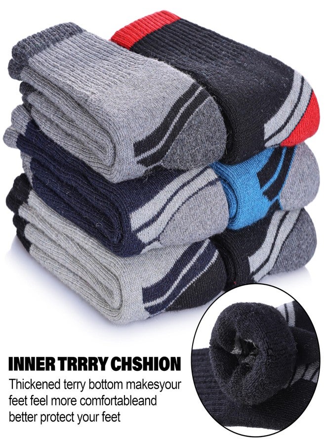 SDBING Kids Merino Wool Hiking Socks Boys Girls Toddlers Thick Cushion Winter Warm Crew Gift Socks 6 Pairs (8-12 Years, Multicolor-1) - Image 5