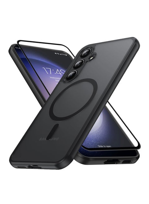 [1+1] Magnetic Case and Screen Protector for Samsung Galaxy A56, Compatible with MagSafe Ultra Thin Hard PC Translucent Frosted Rugged Drop-Proof Shockproof Protective Case for Galaxy A56 5G