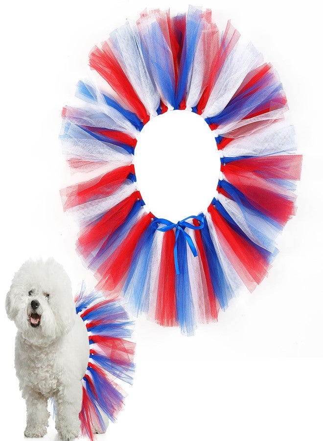 Locmeo Dog Tutu Tulle Tutu for Dogs Small Large Medium Puppy Dress Ballerina Costume Skirt for Holiday Puppy Cats Bunny Pet Outfit Birthday Wedding Party Photo Prop Supplies(Red White and Blue) - Image 1