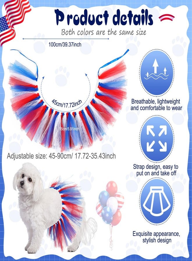 Locmeo Dog Tutu Tulle Tutu for Dogs Small Large Medium Puppy Dress Ballerina Costume Skirt for Holiday Puppy Cats Bunny Pet Outfit Birthday Wedding Party Photo Prop Supplies(Red White and Blue) - Image 2