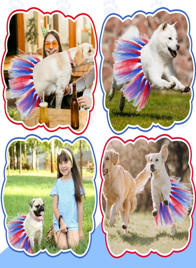 Locmeo Dog Tutu Tulle Tutu for Dogs Small Large Medium Puppy Dress Ballerina Costume Skirt for Holiday Puppy Cats Bunny Pet Outfit Birthday Wedding Party Photo Prop Supplies(Red White and Blue) - Image 3