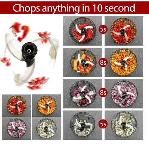 DADLM® Chopper for Kitchen Use 1100ml,5 Blade Steel Large Manual Hand-Press Vegetable Chopper Mixer Cutter Push Chopper to Cut Onion, Salad, Tomato, Potato (Indian,Heavy QUALTY) (1100 ML) - Image 5