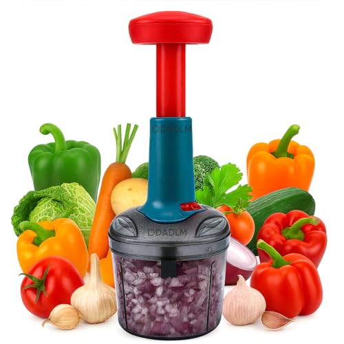 DADLM® Chopper for Kitchen Use 1100ml,5 Blade Steel Large Manual Hand-Press Vegetable Chopper Mixer Cutter Push Chopper to Cut Onion, Salad, Tomato, Potato (Indian,Heavy QUALTY) (1100 ML) - Image 1