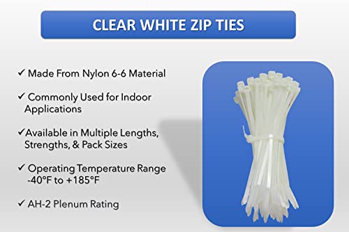 Kable Kontrol Cable Zip Ties Natural White 100 Pcs 36 Inch, 50 Lbs Tensile Strength, Self-locking Natural Nylon Clear Plastic Wire Ties wraps for Indoor or Outdoor Use - Image 3