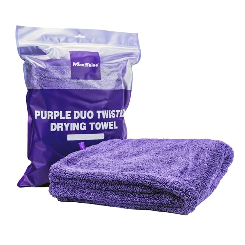 Maxshine 20" x 24" Universal Purple Car Drying Towel – 1200 GSM Rinse-Free Double-Sided Microfiber – Plush, Super Absorbent Towel for Car Wash & Detailing - Image 1