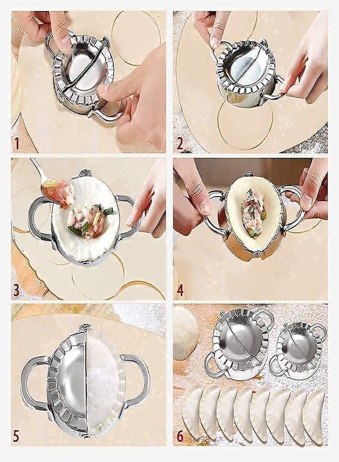 VIPREKHO Stainless Steel Dumpling Maker (Momos Maker) Dough Press Mould Wrapper Dough Cutter for Kitchen Making Tools (Silver)(1 pcs - Image 5