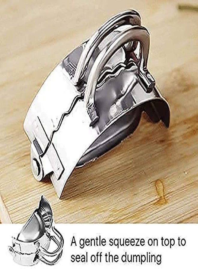 VIPREKHO Stainless Steel Dumpling Maker (Momos Maker) Dough Press Mould Wrapper Dough Cutter for Kitchen Making Tools (Silver)(1 pcs - Image 3
