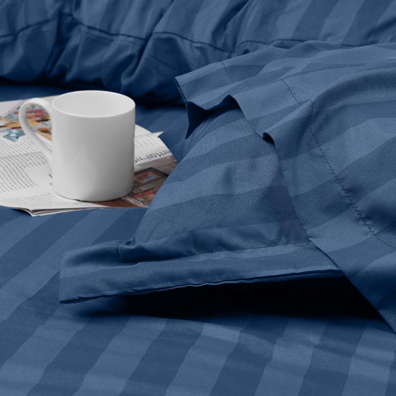 Utopia Bedding Duvet Cover Queen Size Set - 1 Duvet Cover with 2 Pillow Shams - 3 Pieces Comforter Cover with Zipper Closure - Ultra Soft Brushed Microfiber, 90 X 90 Inches (Queen, Stripe Navy) - Image 5