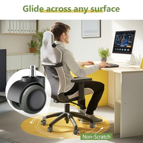 PChero 5 Packs PChero Office Chair Casters Wheels with Universal Standard Size 11mm Stem Diameter and 22mm Stem Length (0.43inch X 0.86inch), Support up to 550LBs Weight - Image 5