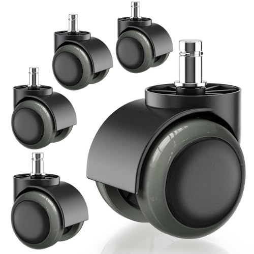 PChero 5 Packs PChero Office Chair Casters Wheels with Universal Standard Size 11mm Stem Diameter and 22mm Stem Length (0.43inch X 0.86inch), Support up to 550LBs Weight - Image 1