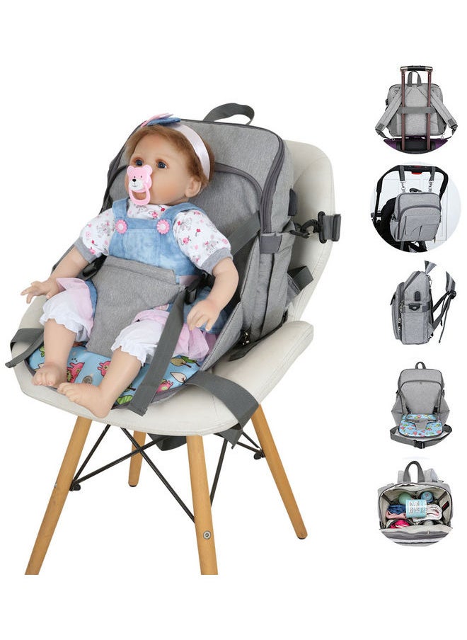 Multi-Functional Diaper Bag & High Chair Strap Travel Backpack With Stroller and USB Charging Port