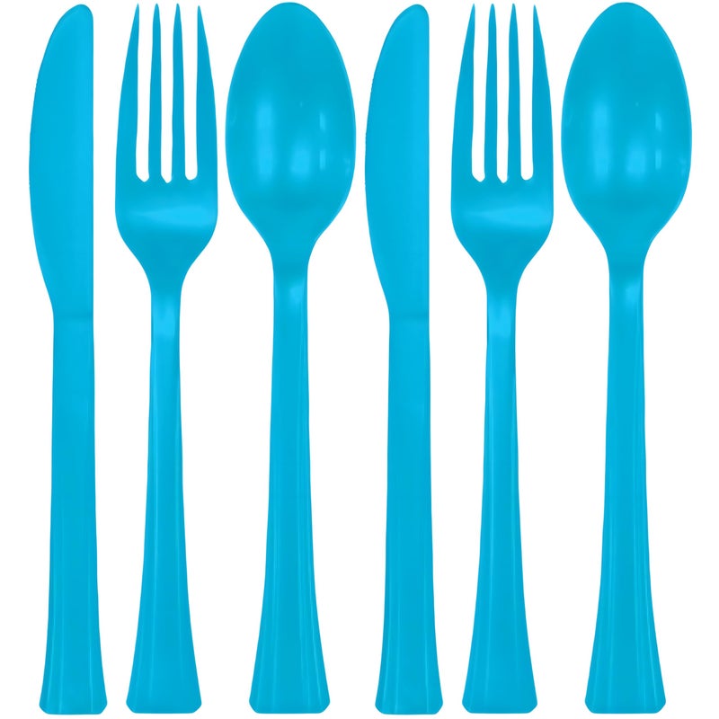 Amscan Caribbean Colored Assorted Plastic Cutlery Set - 24ct - Perfect for Parties and Events - Image 1