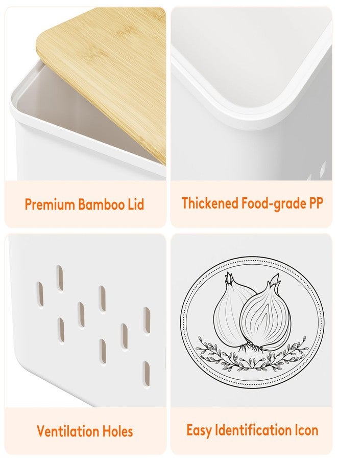 Lifewit Potato and Onion Storage Bin, Stackable Vegetable Storage Tins with Aerating Holes and Lid, Plastic Canister Keeper for Pantry Kitchen Countertop, Set of 2, 10L, White - Image 3