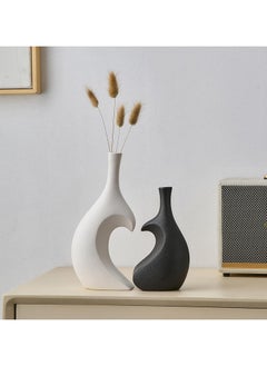 ba9ma بصمة -ba9ma .Unique Heart Shaped Vase: Set of 2 Black and White Heart Shaped Vase for Home Decor Minimalist Modern Decorative Vases for Living Room Dining Room Table Coffee Table Centerpiece Shelf Decoration  - Image 4