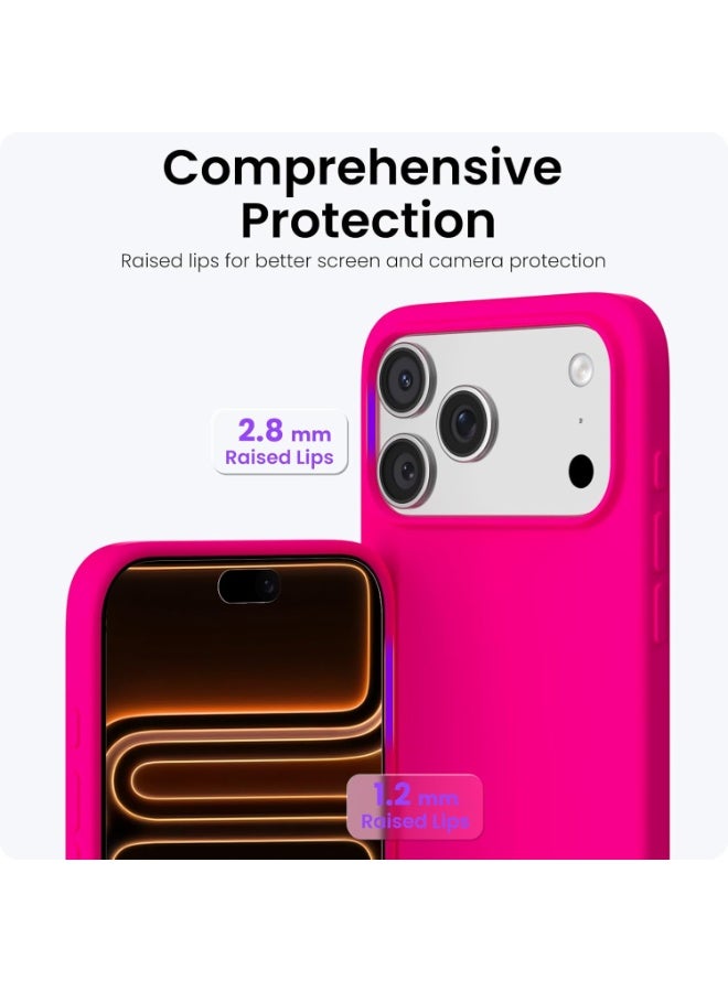 Q TRIPLE A Premium Liquid Silicone Protective Case for iPhone 17 Pro Max - Slim Soft-Touch Shockproof Cover, Available in 27 Vibrant Colors (Hot Pink) - Image 3