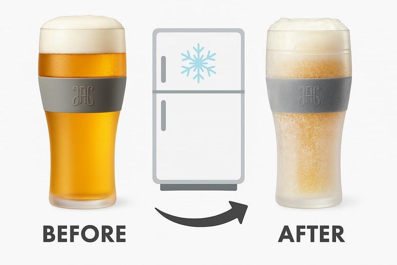 Khen Frozen Pint Beer Glasses - Freezable Mugs Freeze Chiller, Birthday Gifts Him, Men, Dad, Guys, Cooling Cups 12oz Unbreakable Acrylic, Double Walled Insulated Glass Gift, Iced Coffee Tumbler, 2 Set - Image 2
