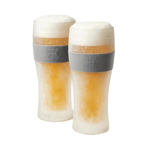 Khen Frozen Pint Beer Glasses - Freezable Mugs Freeze Chiller, Birthday Gifts Him, Men, Dad, Guys, Cooling Cups 12oz Unbreakable Acrylic, Double Walled Insulated Glass Gift, Iced Coffee Tumbler, 2 Set - Image 1
