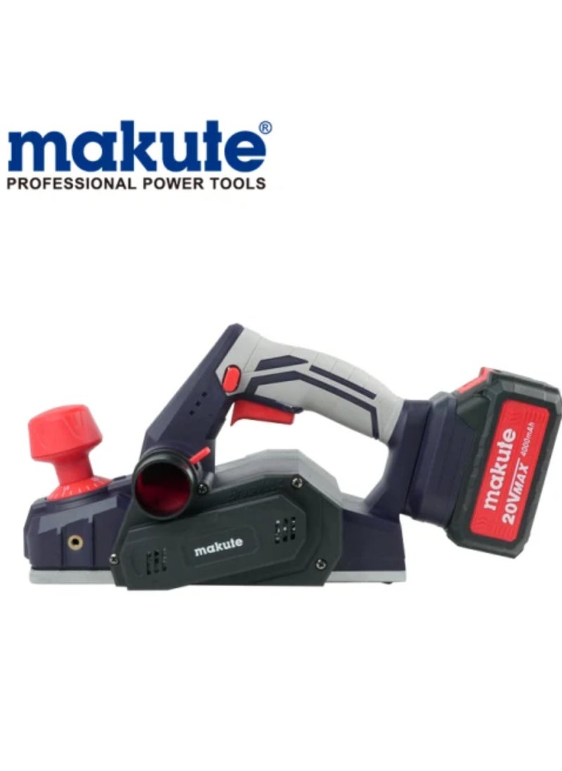 makute Cordless Planer, 20V Handheld Wood Electric Planer with 2 batteries for Smoothing Wood Surfaces, Leveling Joins, Sculpting and Shaping, Shaving Wood Layers, 16000 RPM- CEP121-2BL  - Image 2