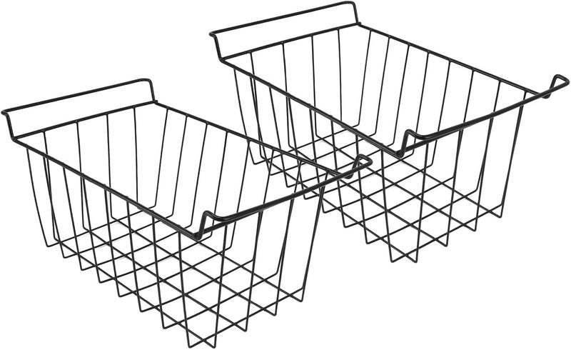 علب تخزين سلكية للفريزر، مغطاة بطبقة من البولي إيثيلين، بلون أسود، لتنظيم الرفوف في الثلاجة (الطول 41.5 سم × العرض 24.5 سم × الارتفاع 20 سم)، عدد 2 قطعة - Image 4
