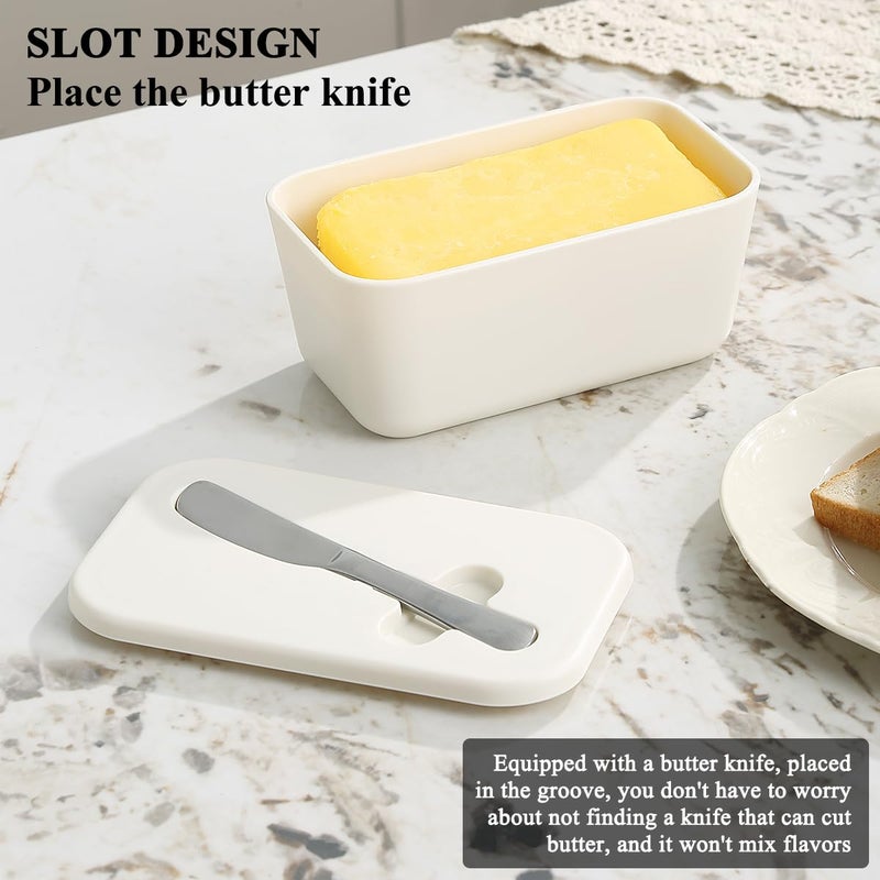 ReaNea Butter Dish With Lid For Countertop And Refrigerator Door Shelf, ReaNea Plastic Butter Holder Tray Container With Butter Knife, Easy Scoop Dishwasher Safe - Image 4