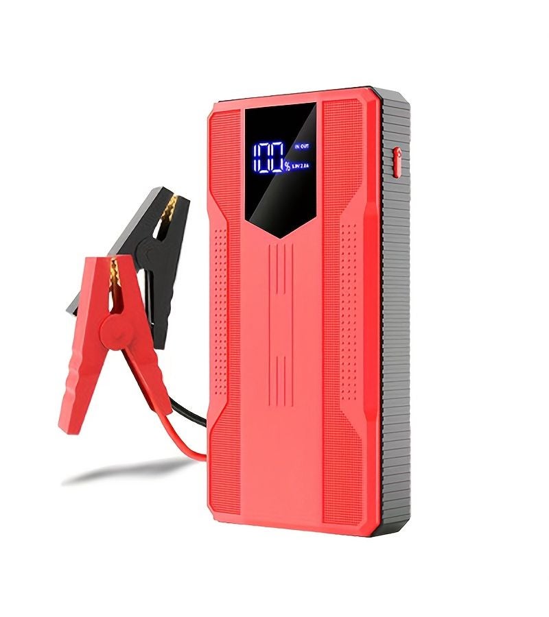 Red Car Jump Starter Power Bank 1000A Peak Portable Emergency Power Supply for Journey - Image 1