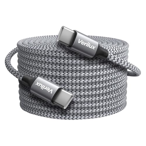 Verilux® 3M/9.8Ft Type C to Type C Cable, PD 60W Fast Charging USB C Cable, 480Mbps Data Transfer Cable Nylon Braided C to C Type for iPhone 17/16/15, Galaxy S25/S24/S23, MacBook, iPad - Image 1