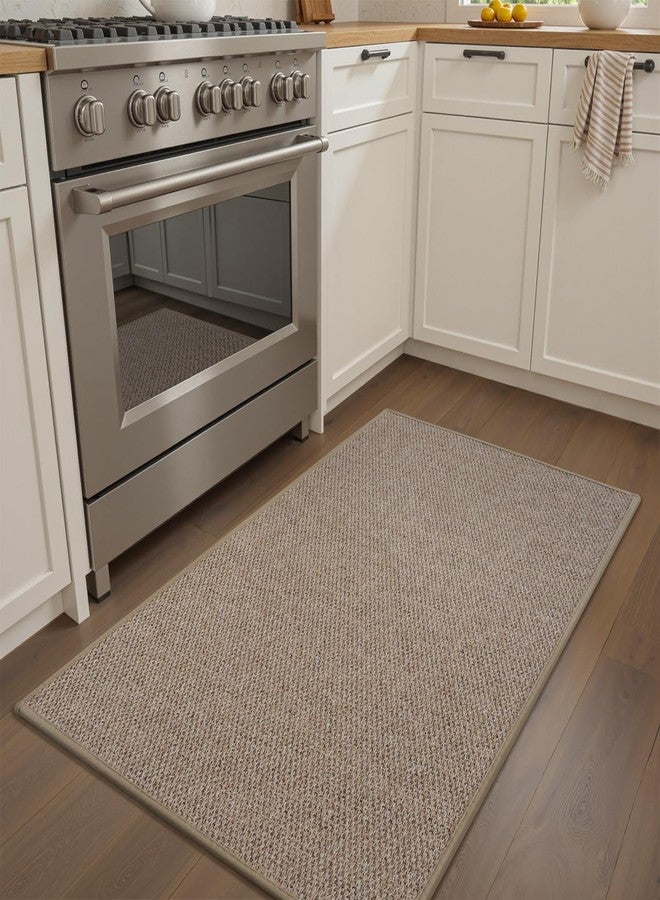 RESARE Kitchen Mats, Non Slip Kitchen Mats for Floor, Absorbent Quick Dry Washable Kitchen Rugs in Front of Sink, Hallway, Laundry, Kitchen Floor Mat(Beige, 17"x 30") - Image 1
