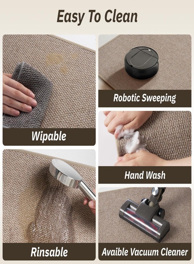 RESARE Kitchen Mats, Non Slip Kitchen Mats for Floor, Absorbent Quick Dry Washable Kitchen Rugs in Front of Sink, Hallway, Laundry, Kitchen Floor Mat(Beige, 17"x 30") - Image 3