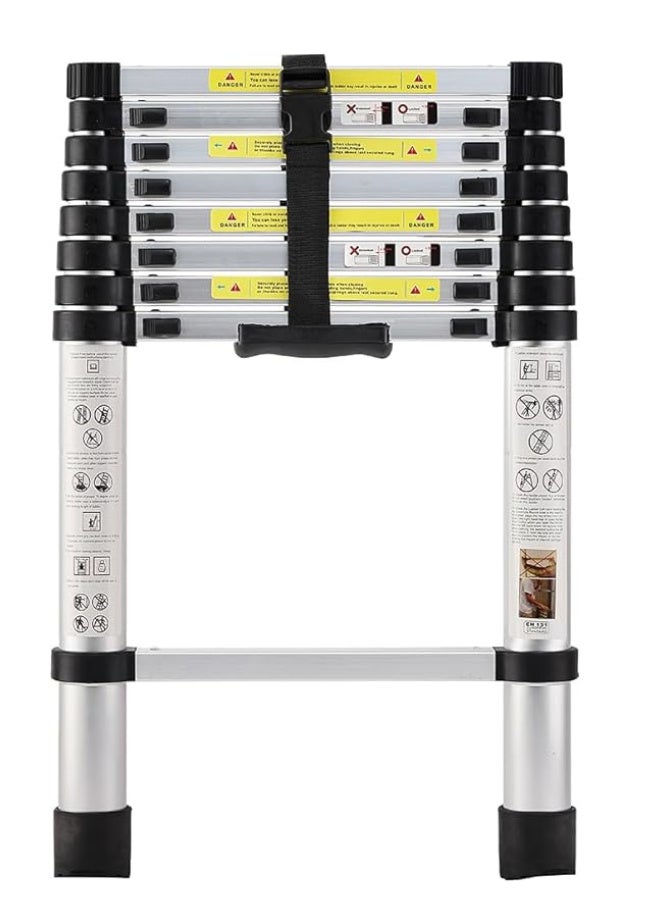 ALSAEED Lightweight Telescopic Ladder with Adjustable Height, Foldable Design, Slip Resistant and Safety Lock Suitable for Home, Professional and Outdoor Use 2.6M - Image 3