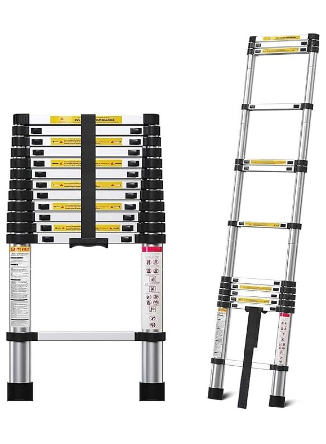 ALSAEED Lightweight Telescopic Ladder with Adjustable Height, Foldable Design, Slip Resistant and Safety Lock Suitable for Home, Professional and Outdoor Use 2.6M - Image 2