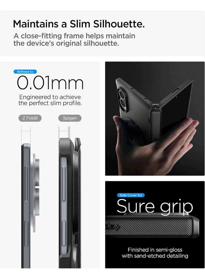 Spigen Slim Armor Pro S MagFit Samsung Galaxy Z Fold 8 (2026) 360 Ring Stand [MagSafe Compatible] Cover Mil Grade Drop & Hinge Protection - Black - Image 5
