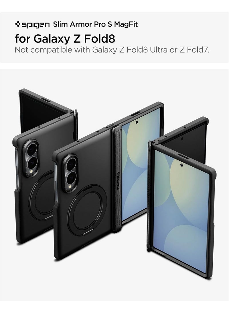 Spigen Slim Armor Pro S MagFit Samsung Galaxy Z Fold 8 (2026) 360 Ring Stand [MagSafe Compatible] Cover Mil Grade Drop & Hinge Protection - Black - Image 2