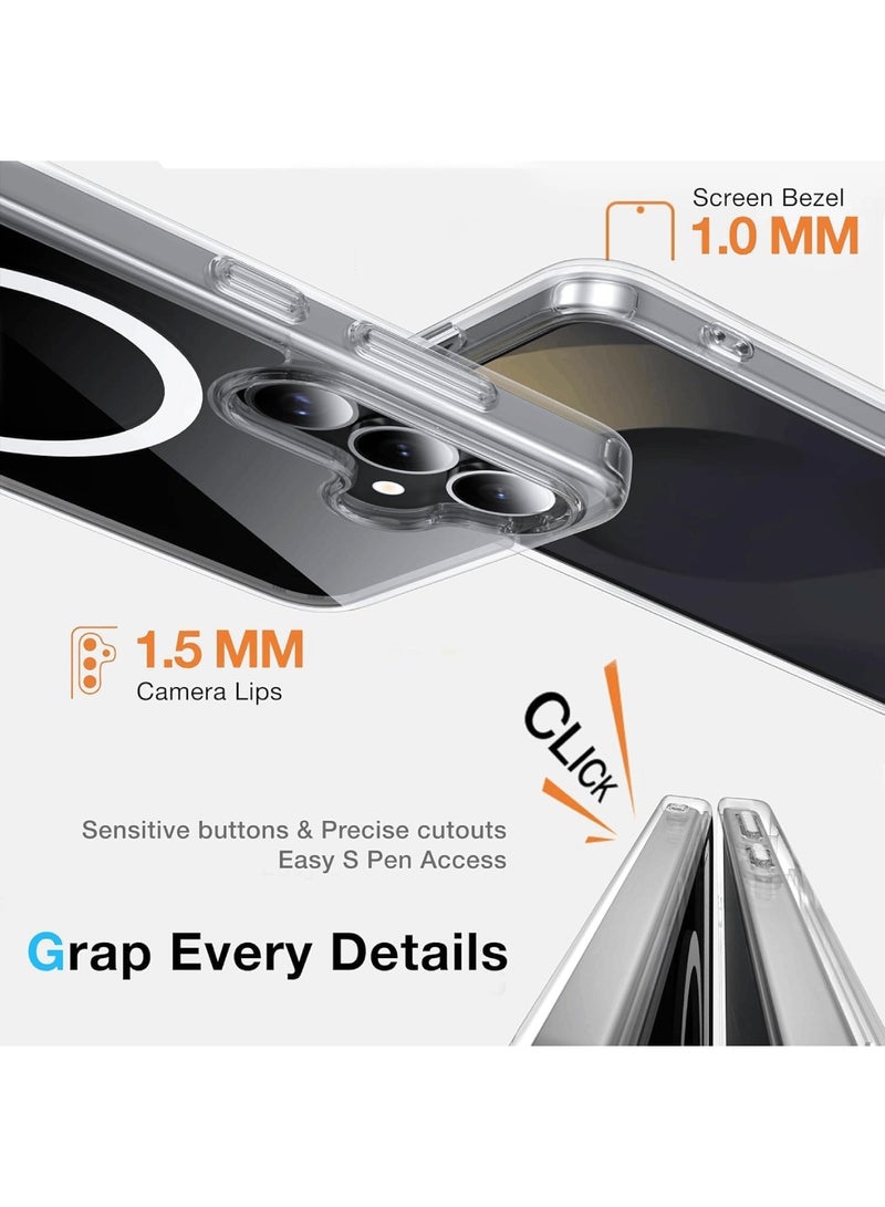 for Samsung Galaxy A56 Clear Kickstand Case, Crystal Magnetic Case with Metal Stand [Compatible with MagSafe] [Two-Way Stand] Transparent Shockproof Hard Phone Cover Mag-Safe Case for Samsung Galaxy A56 (Clear)