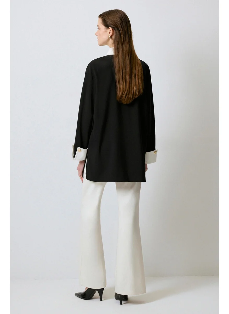 Touche Gold Button Detail Contrast Shirt