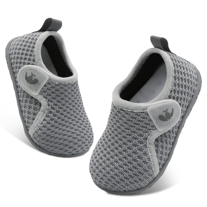 FEETCITY Infant Shoes Girls Boys Soft Sole Toddler Slip On Newborn Crib Casual Sneaker First Walking Skate Shoe Grey - Image 1