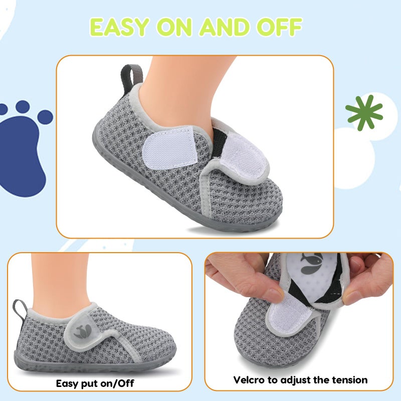 FEETCITY Infant Shoes Girls Boys Soft Sole Toddler Slip On Newborn Crib Casual Sneaker First Walking Skate Shoe Grey - Image 3
