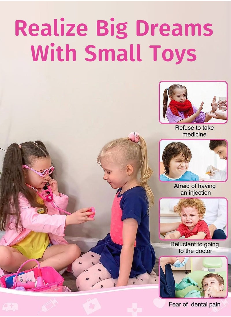 Moovant 75PCS Doctor Toys, Pretend Doctor Playset with Working Stethoscope and Coat Carry Case, Medical Role Play Dentist Game Educational Toy for Girls Boys  - Image 2