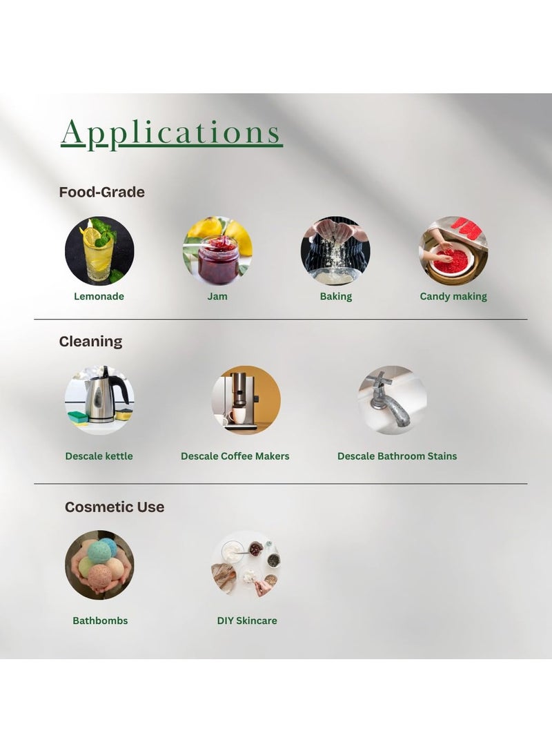 TRIOXI Citric Acid Anhydrous for Cleaning Bath Bomb and Soap Making 1KG - Image 4