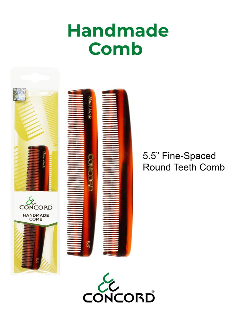 CONCORD 5.5 Inch Handmade Comb, Pocket Comb | Fine-Spaced Teeth Comb, Round Teeth | Antistatic Comb for Wet or Dry Hair, For All Hair Type | Made in India - Image 3