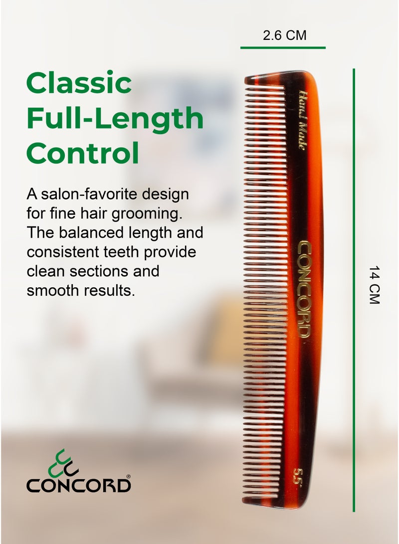 CONCORD 5.5 Inch Handmade Comb, Pocket Comb | Fine-Spaced Teeth Comb, Round Teeth | Antistatic Comb for Wet or Dry Hair, For All Hair Type | Made in India - Image 5