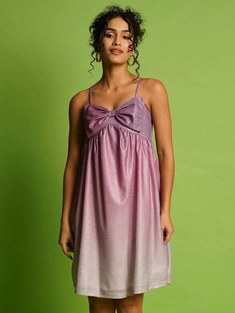 جلو باص فستان نسائي - بتفاصيل قوس وتدرج لوني