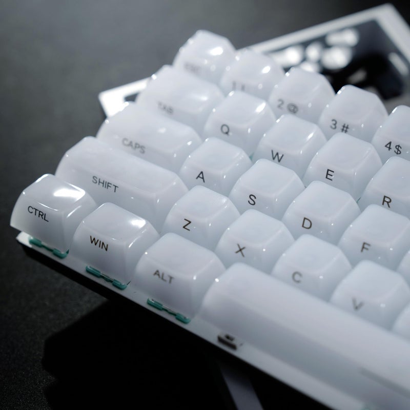 Womier Keyboard Keycaps Jelly - Ceramic Keycaps Style, Clear White Key Cap, Transparent Side Printed Custom 60 65 75 100 Percent for Cherry MX, Outemu, Gateron Mechanical Keyboards(MDA Profile) - Image 1