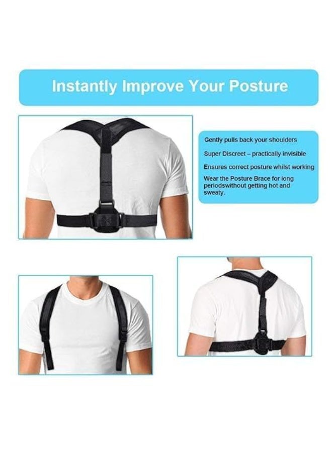 مصحح وضعية الجسم للرجال والسيدات – مشد طبي لدعم الجزء العلوي من الظهر والأكتاف – دعامة قابلة للتعديل لعظمة الترقوة وتخفيف آلام الرقبة – احترافية لمحاذاة العمود الفقري - Image 3