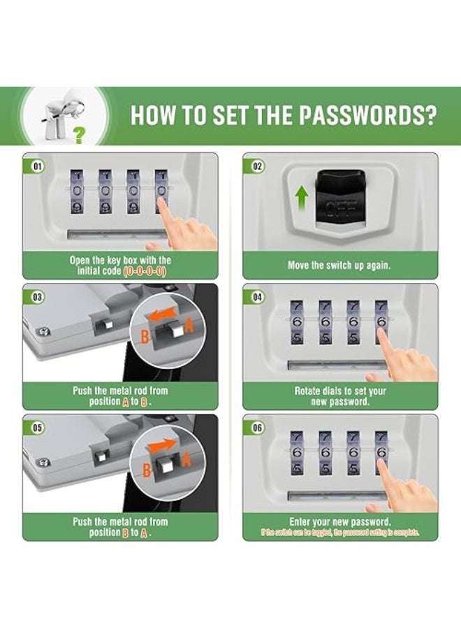 ماستر لوك صندوق مفاتيح جداري Master Lock برمز مكون من 4 أرقام – خزنة مفاتيح آمنة للاستخدام الخارجي للمنازل والمكاتب وAirbnb - Image 4